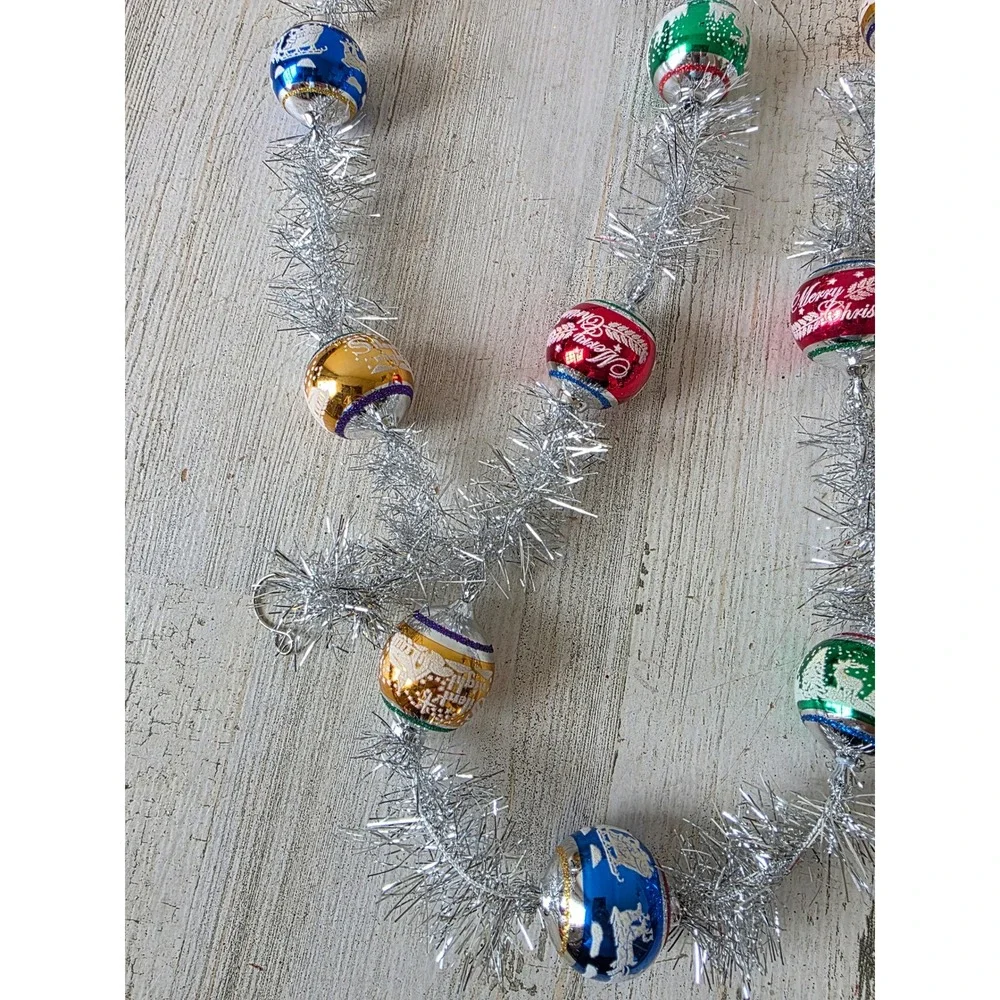 Radko shiny brite 6 ft stencil glass Garland RARE mini Xmas silent night